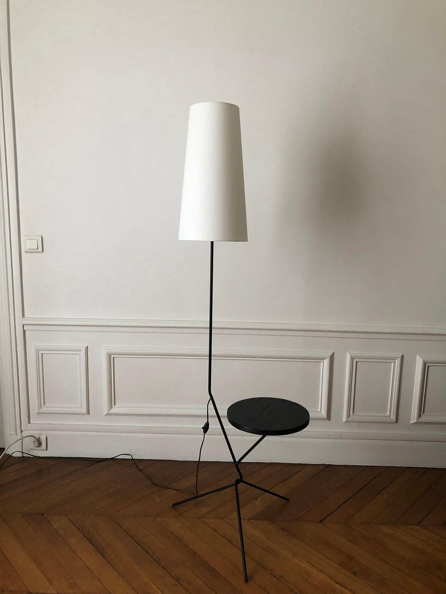 Tripod floor lamp with side table 1960