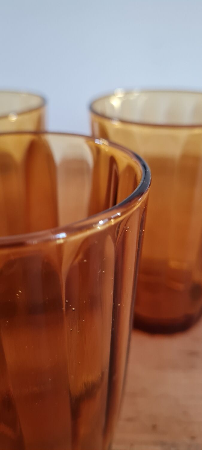 Set of 6 amber water glasses