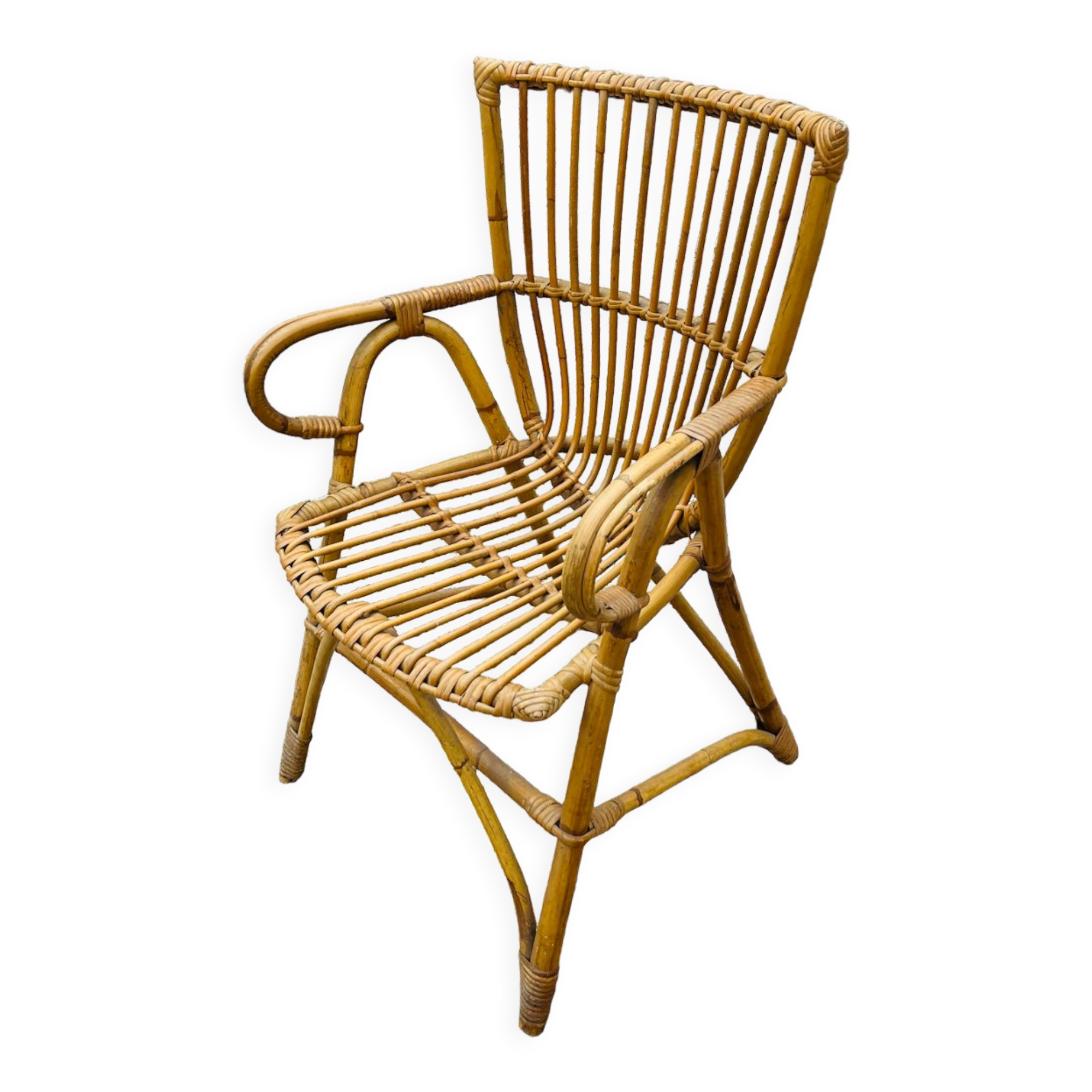 Original vintage rattan armchair