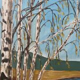 Mid Century Vintage Framed Oil Painting - By the Lake