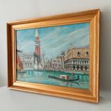 Old oil painting on canvas Venice "Piazza San Marco"