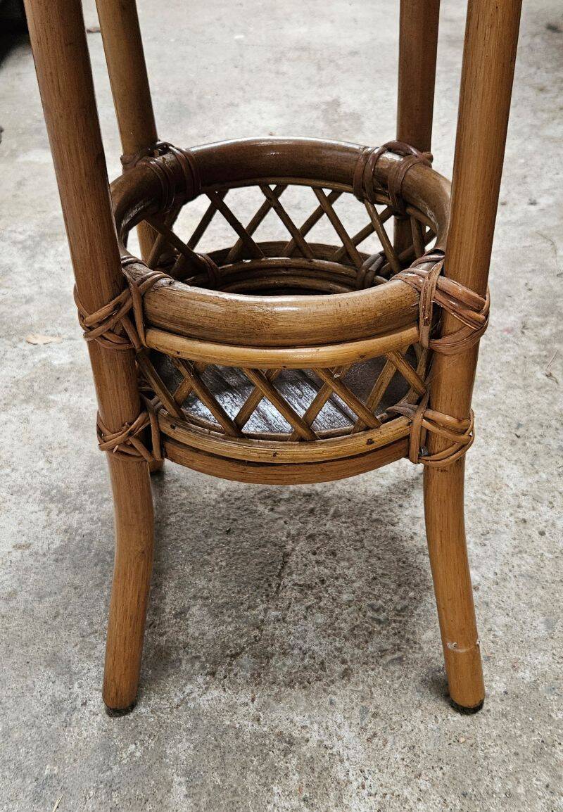 Round Natural Rattan Side Table