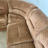 Old vintage modular corner sofa in designer velvet from the 70s/80s 4 elements