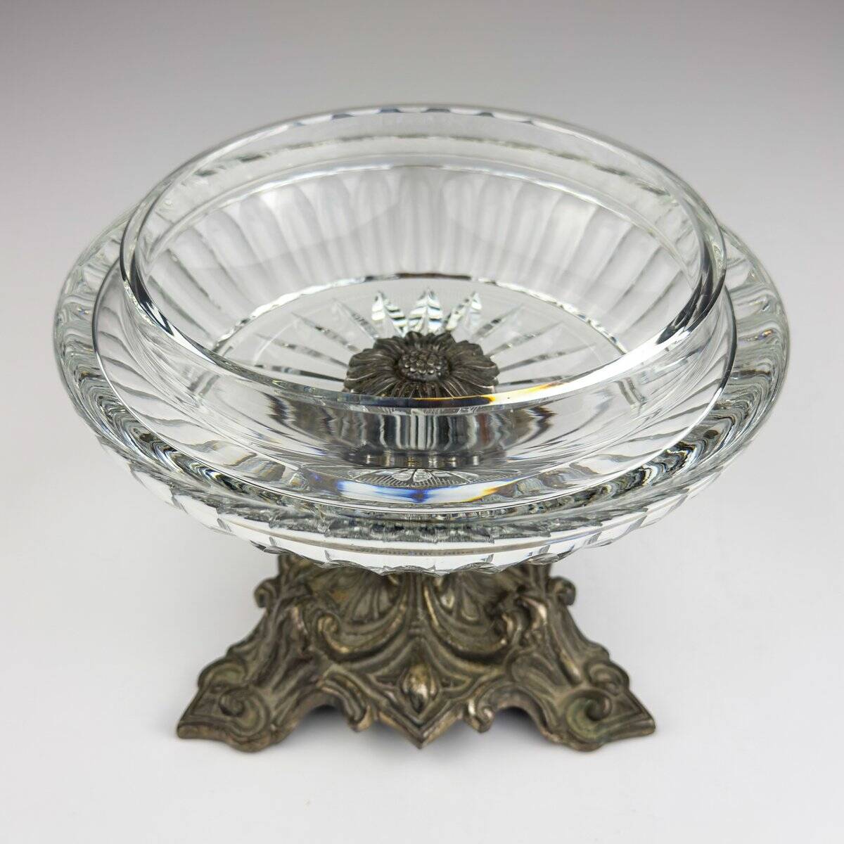 Antique glass bowl with a bronze base, Italy, 1920s
