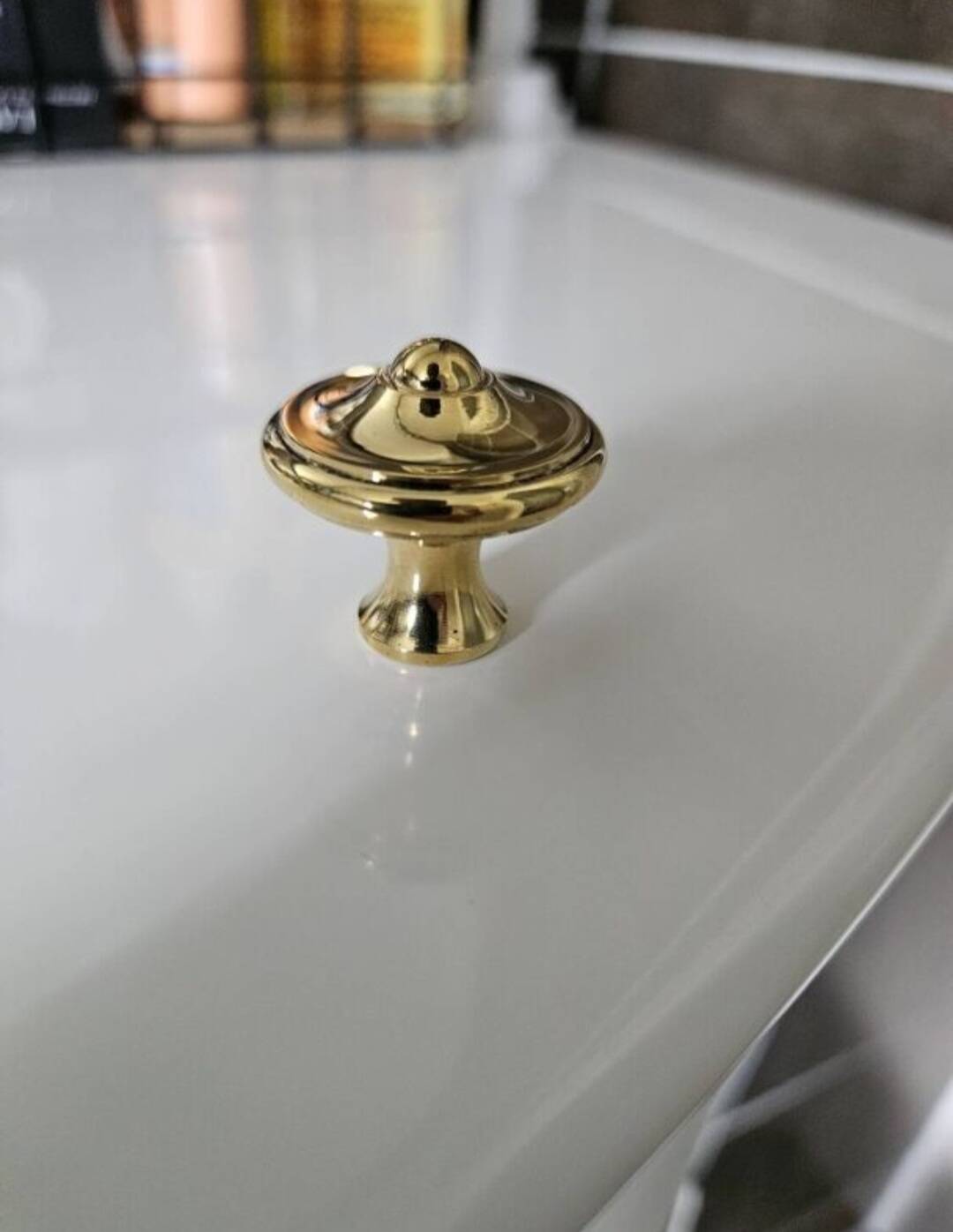 6 Polished Brass Furniture Knobs