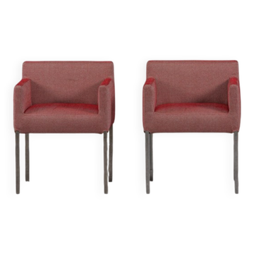 Ligne Roset chairs pink fabric France 2000s set of 2