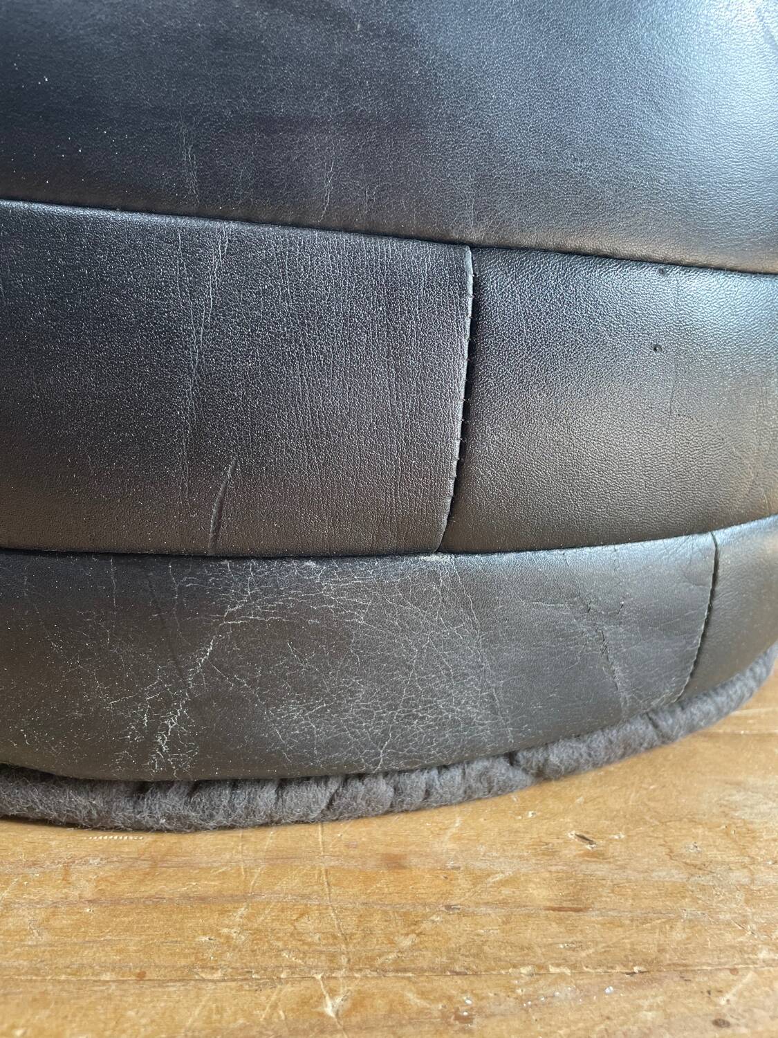 Pouf / Footrest black patchwork leather De Sede