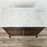 Mahogany burl dressing table with white marble top