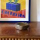 Luxury fossil brown marble ashtray bowl, France 1970s