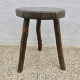 Tabouret tripode en bois massif 1950