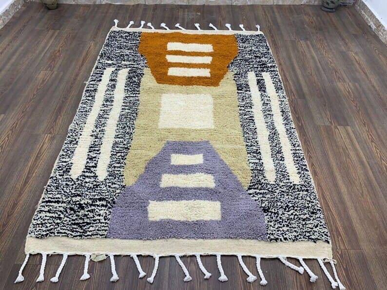 Traditional handmade wool rug, size 100 x 200 cm