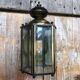 Old Golden Metal Lantern Wall Lamp + 5 Vintage Beveled Glasses