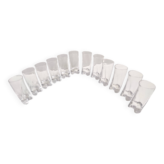 Set of Twelve Crystal Drinking Glasses by A.Mangiarotti for Cristallerie Colle