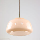 Mid-century Pink Glass & Brass Pendant Lamp
