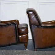 Set of Hand-Dyed Leather Cigar Chairs