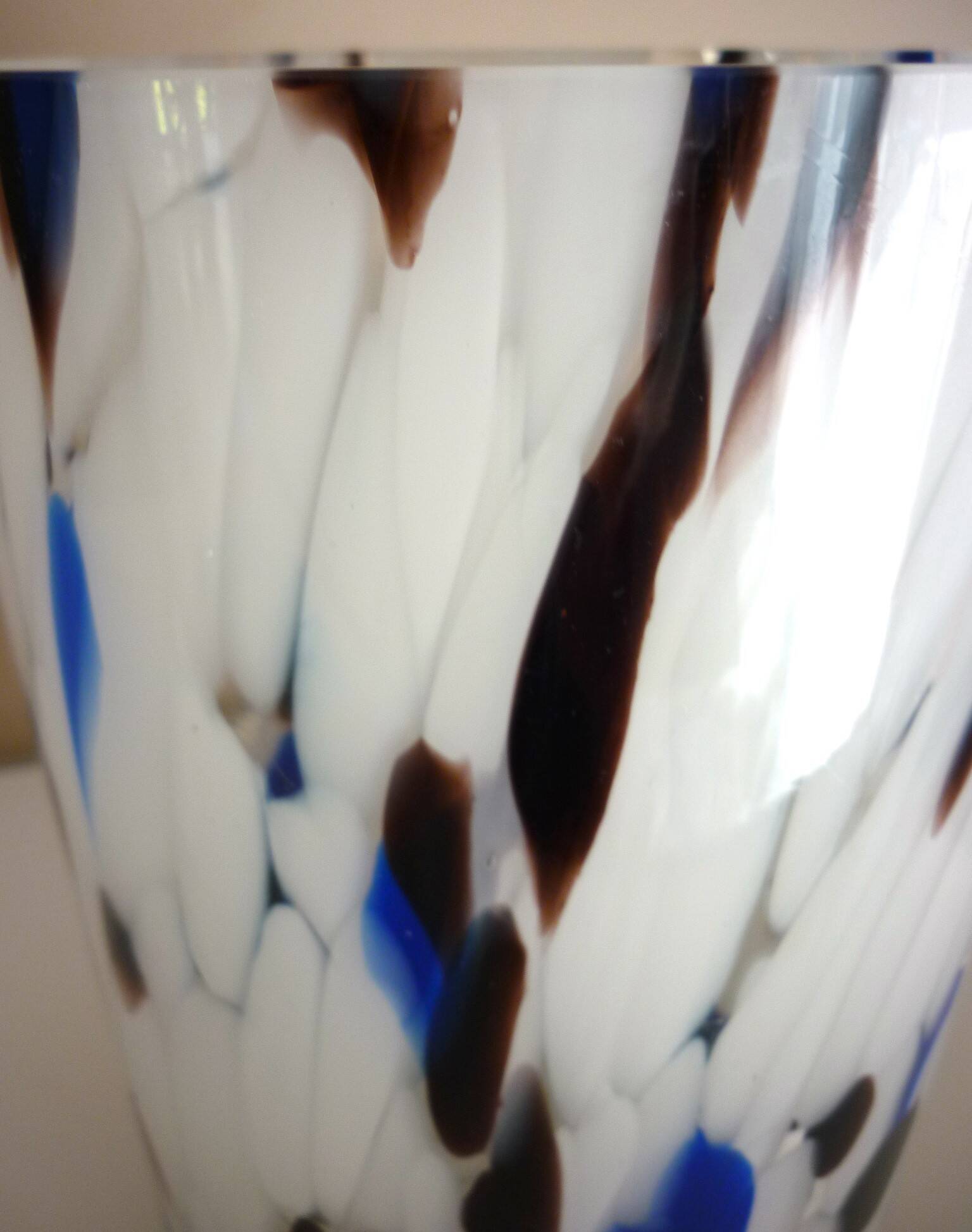 Large blown glass vase, speckled, thick, 70s/80s Murano design