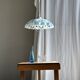 Vintage suspension in white and blue glass with wavy edge D46 H53