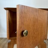 Bedside table in oak and brass 50s