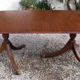 Régence style double piédestal prolongeant table à manger ovale fin des années 70