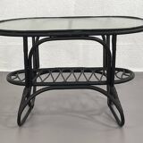 Table basse en rotin noir  et verre