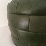 Vintage leather pouf patchwork 70s