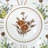 6 small white stoneware dessert plates - floral decoration - Country Charm Collection
