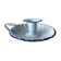 Antique candle holder in white and blue enamelled metal