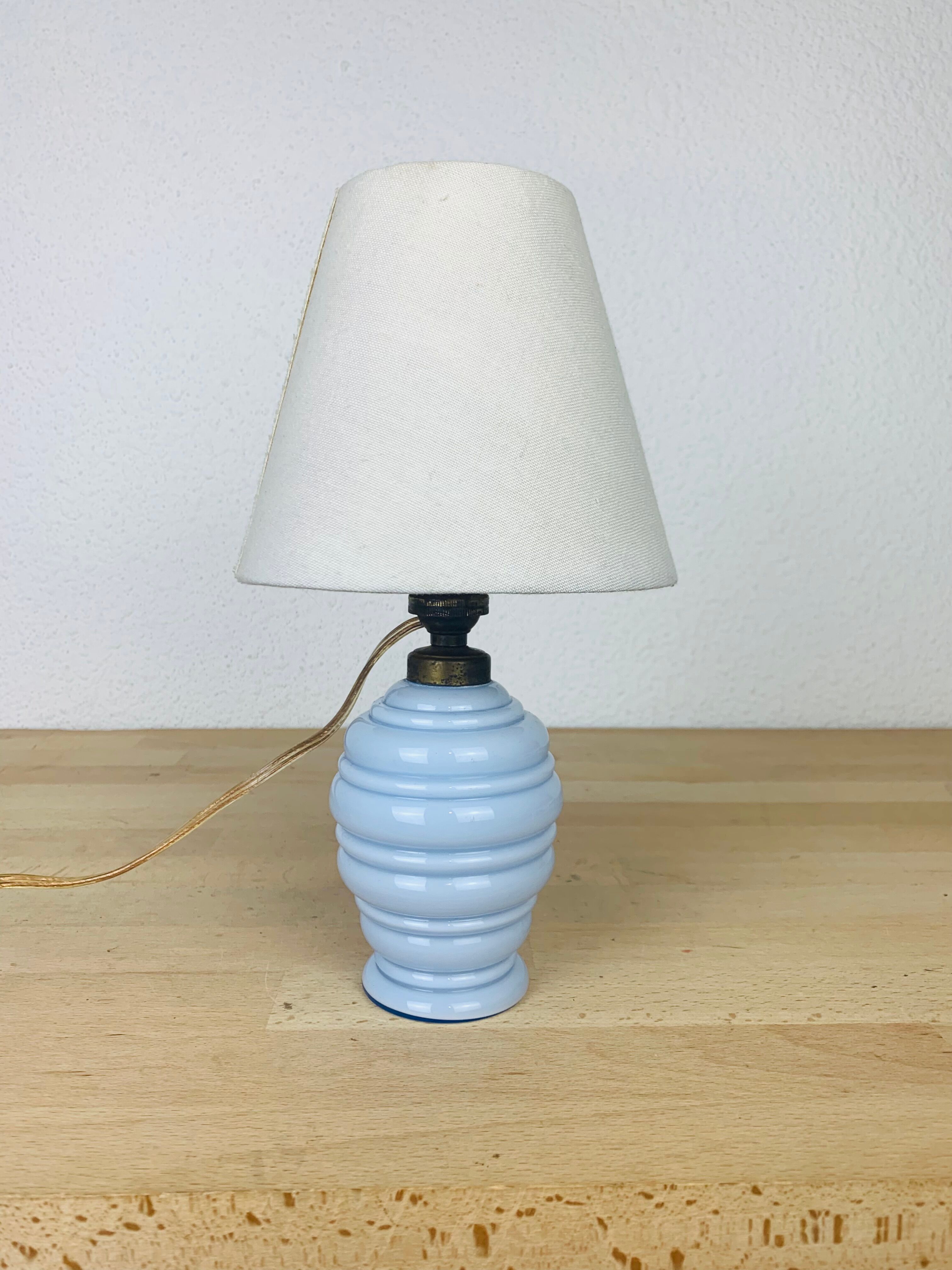 Art Deco blue glass lamp