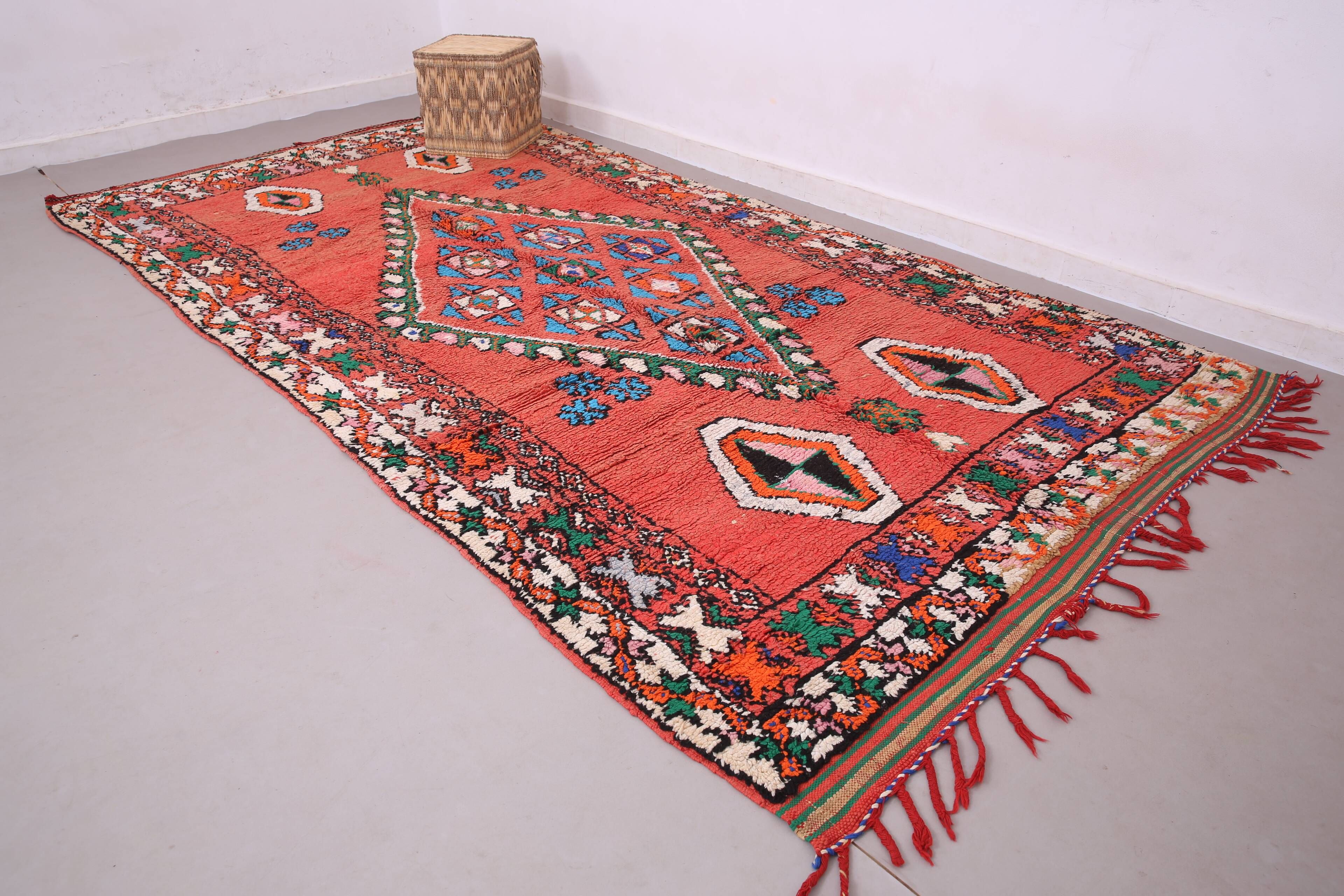 Red Vintage Moroccan rug 186 x 362 cm - Berber Wool Rug - Handmade Rug Boho