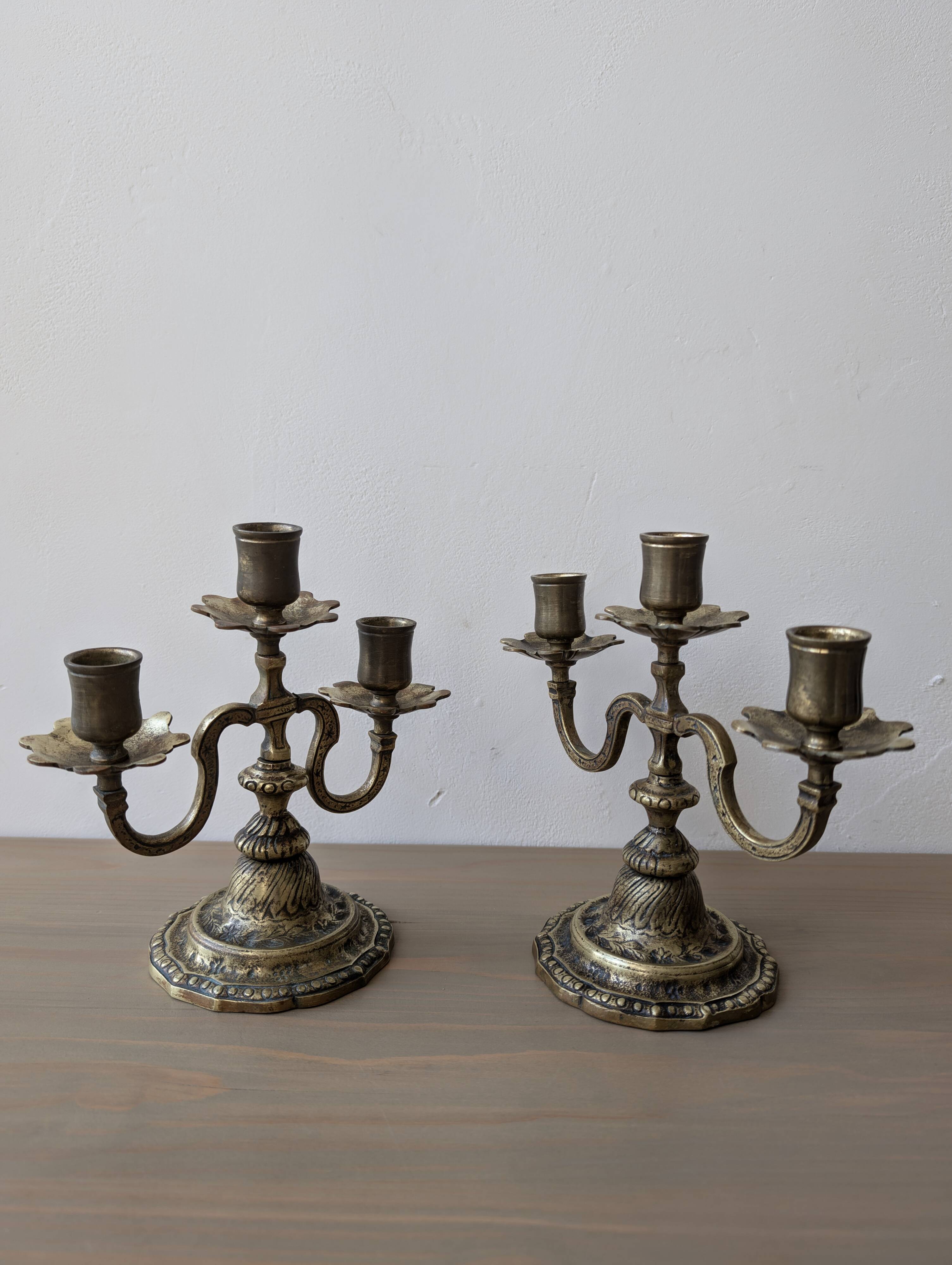 Pair of bronze candlesticks