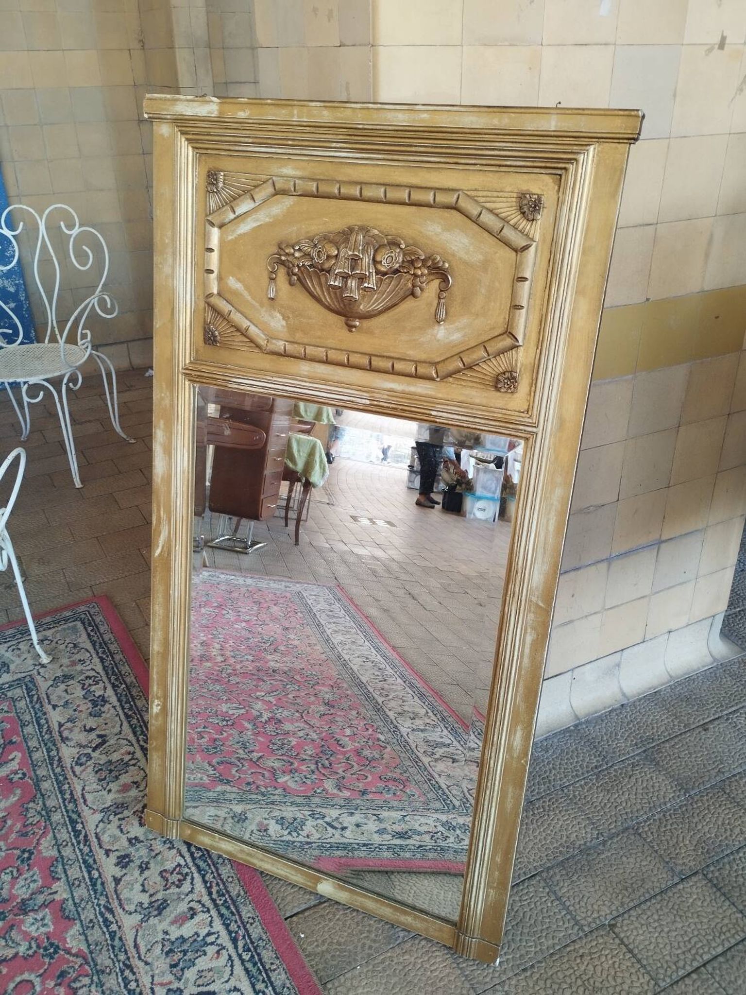 Antique trumeau mirror in Louis XVI style