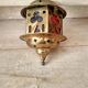 Suspension lantern in moucharabieh brass, colored windows