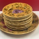 Complete service barbotine Sarreguemines dish + 12 Vintage Décor Fru plates