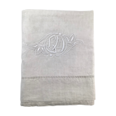 LM linen embroidered sheet old Art Deco wide day scale