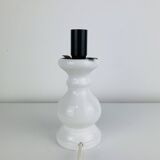 Turned wood lamp with opaline glass globe, 1970s