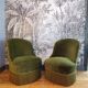 Pair of green toad armchairs
