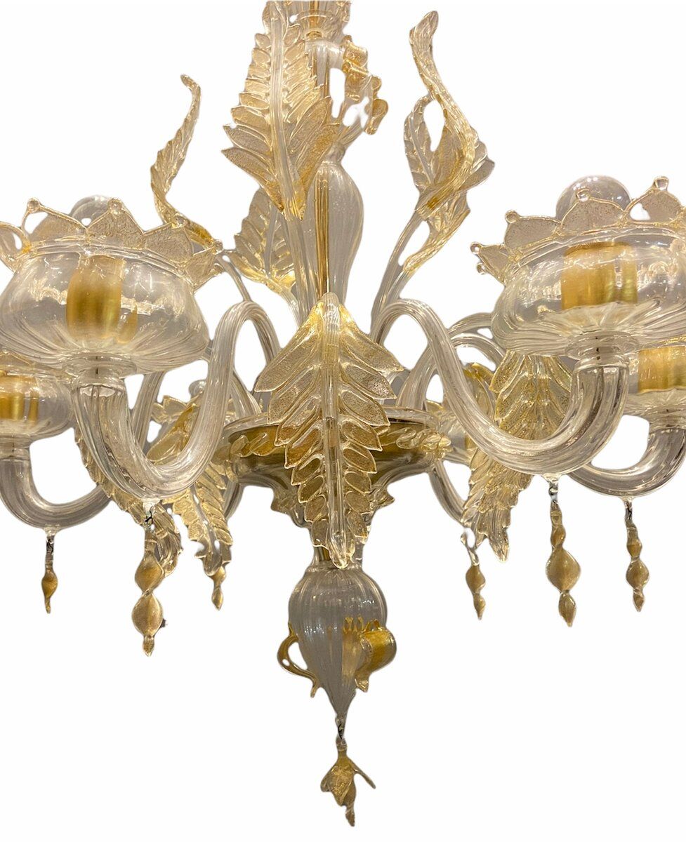 Italian Murano Glass Gold Chandelier by La Murrina
