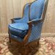 Louis XVI style blue velvet wingback armchair
