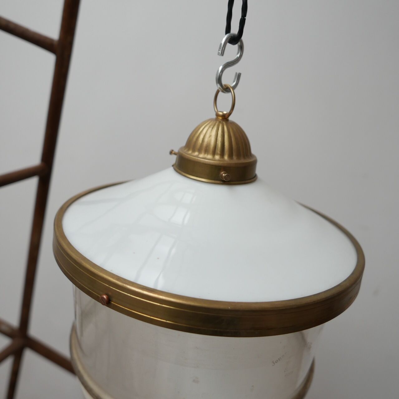 German Antique Three Part Large Pendant Light