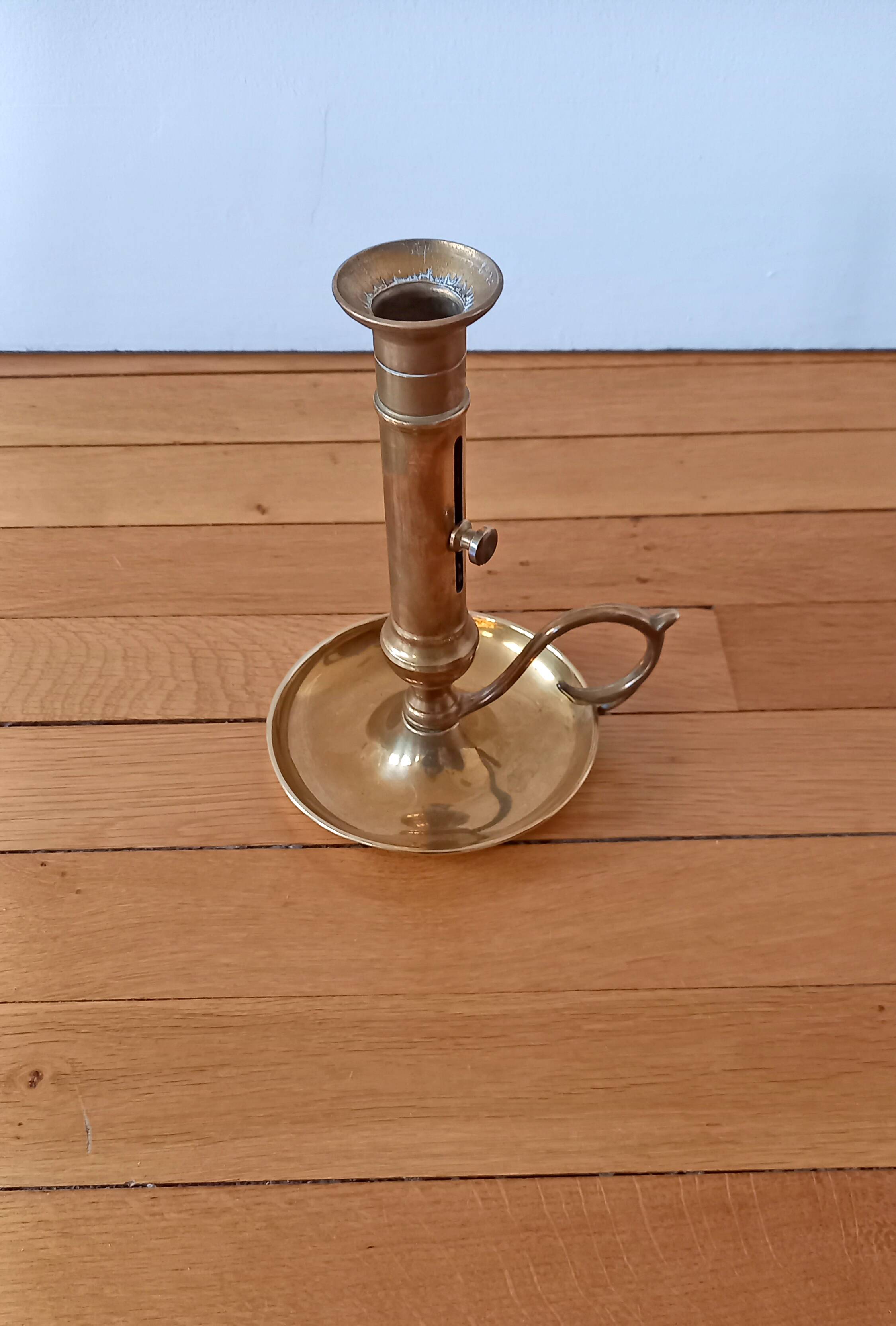 Old Candlestick Mounted Drop Candlestick in Copper or Brass