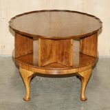 Vintage 1940s Burr Walnut swivel coffee table.