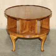 Table basse vintage Burr Walnut pivotante années 1940
