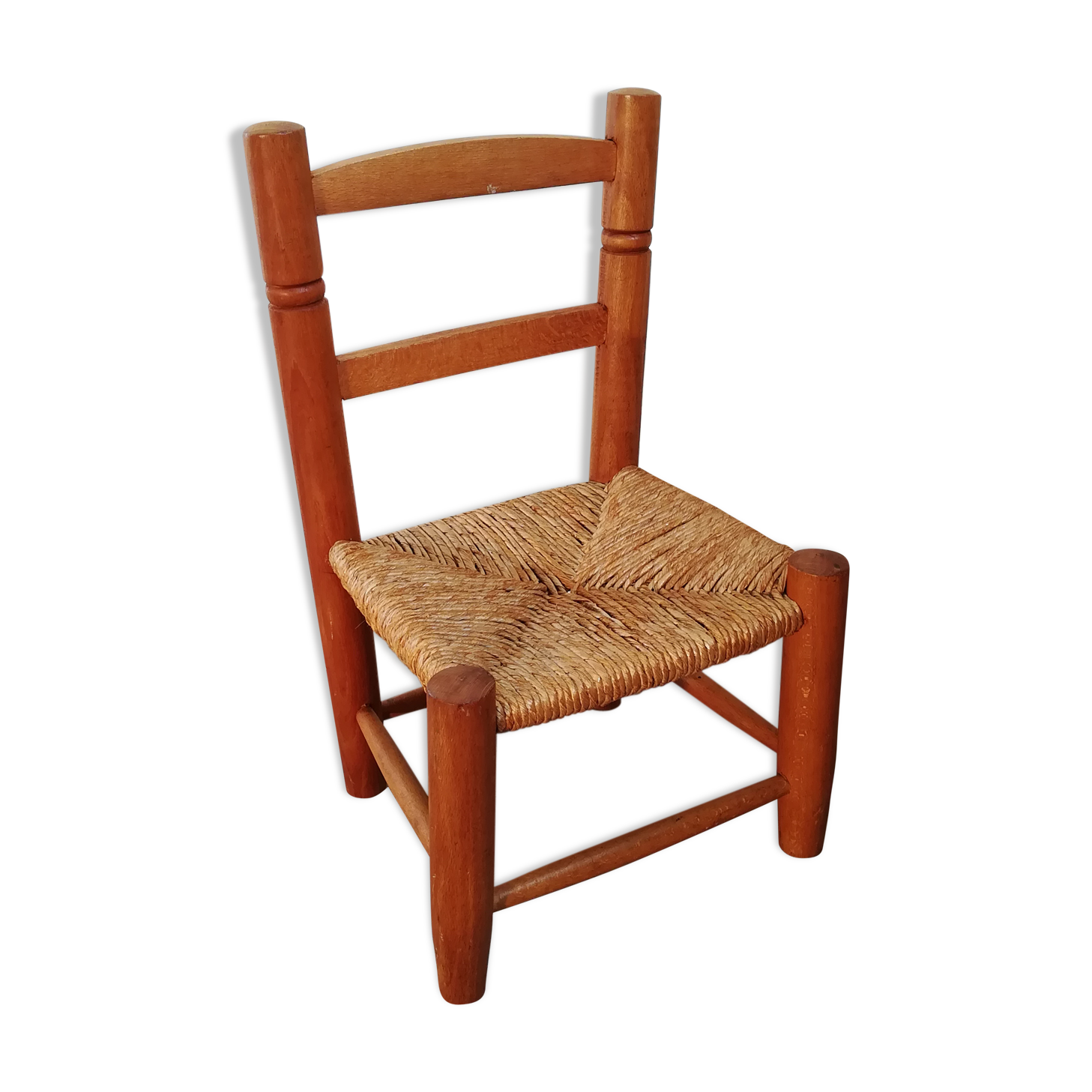 Chaise enfant en bois et paille