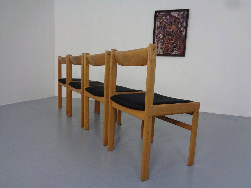 Danish Oak Dining Chairs, Set of 4, 1960s