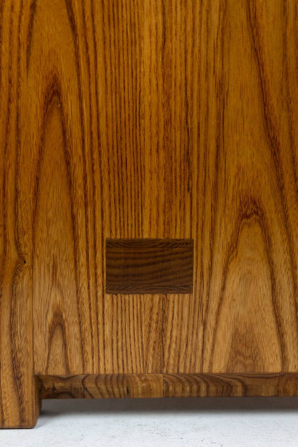 Pierre Chapo. Low chest of drawers in blond elm. Circa 1970.