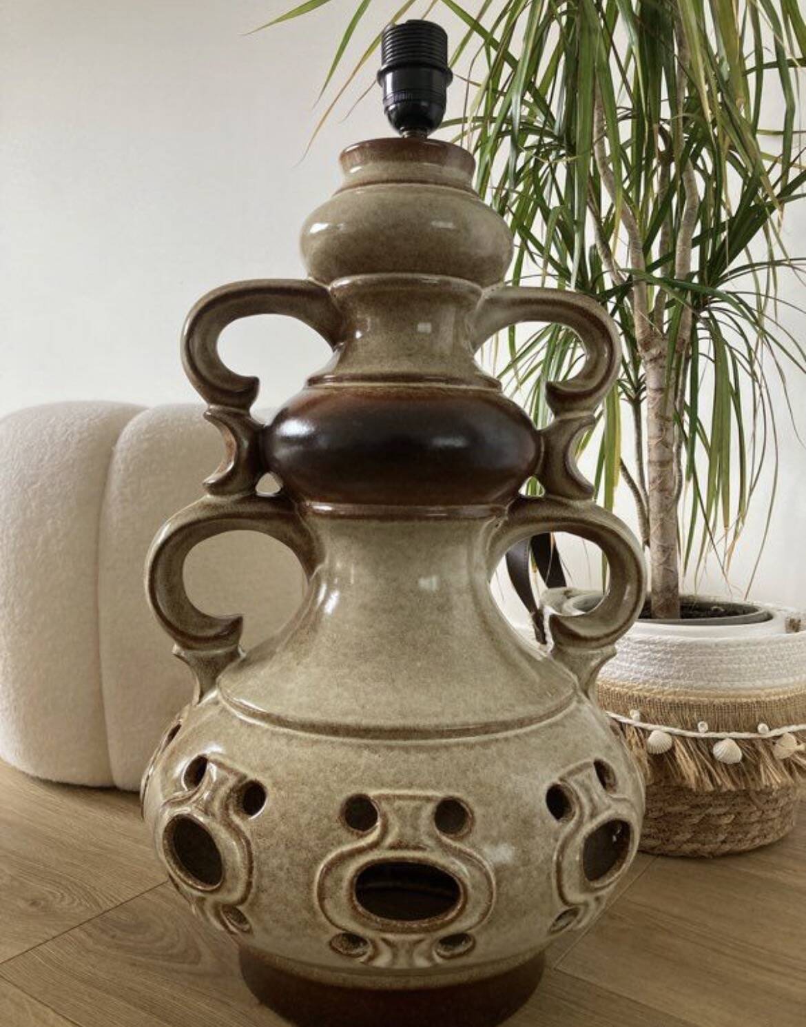 Pied de lampe vintage en céramique