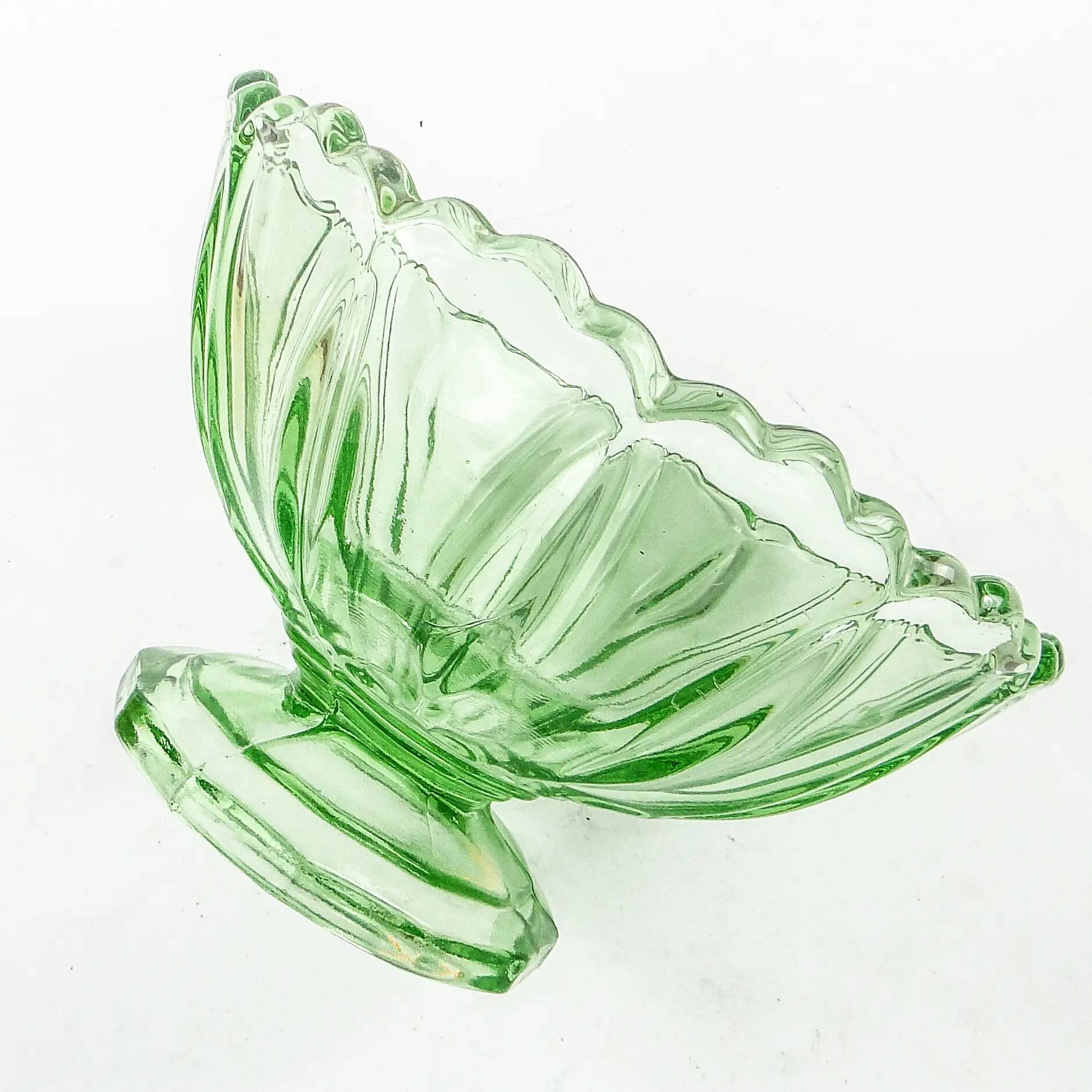 Ring Around fruit bowl, mid-century modern, pressed glass, Ząbkowice, Poland, 1950s