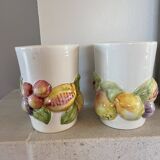 Set of 2 large Chaumette barbotine mugs.