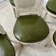 Set of seven Louis XVI style chairs in patinated beech, 20th century.
