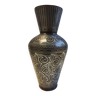Ancien Vase en Acier Damasquiné d'Argent Style Indo-Persan Travail Marocain